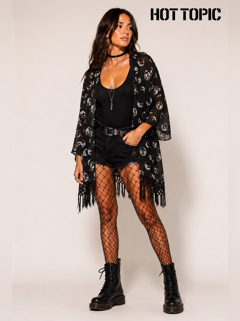 Hot Topic Moon Phase Fringe Kimono Duster M/L Whimsigoth Witchcore Festival W